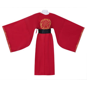 tang dynasty men's red hanfu robe clothes imperial dragon robe - Jianxi Hanfu