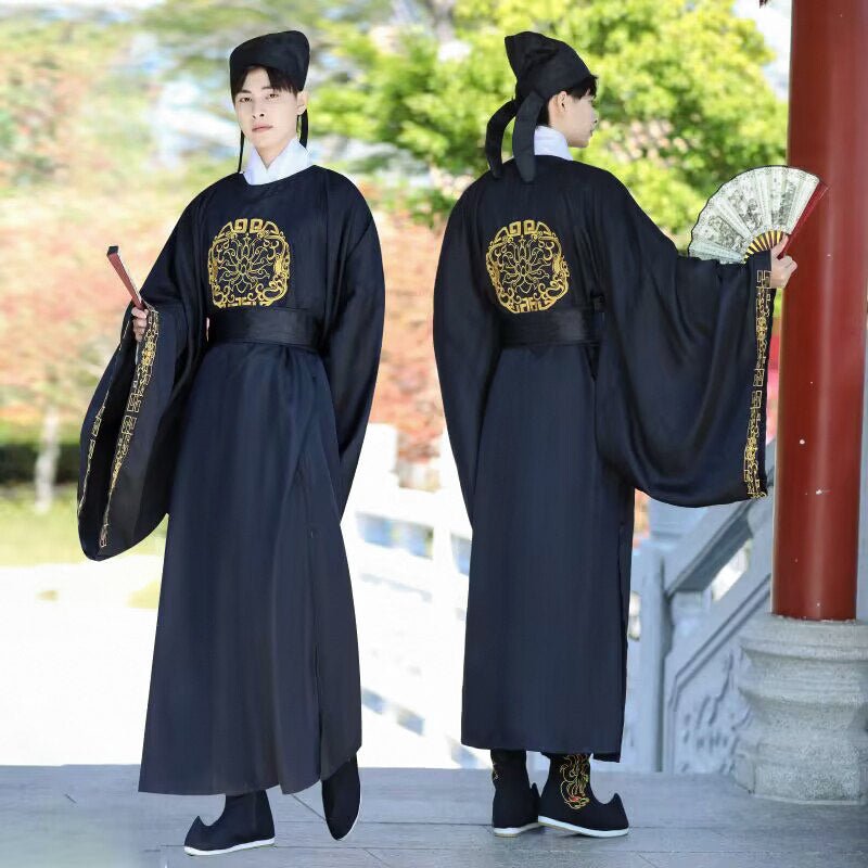 chinese tang dynasty hanfu black robe imperial dragon robe - Jianxi Hanfu