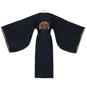 tang dynasty men's hanfu black robe clothes imperial dragon robe - Jianxi Hanfu
