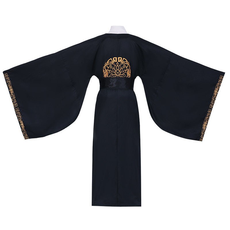tang dynasty men's hanfu black robe clothes imperial dragon robe - Jianxi Hanfu