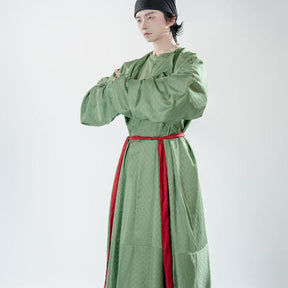 chinese tang dynasty men's green hanfu round collar robe - Jianxi Hanfu