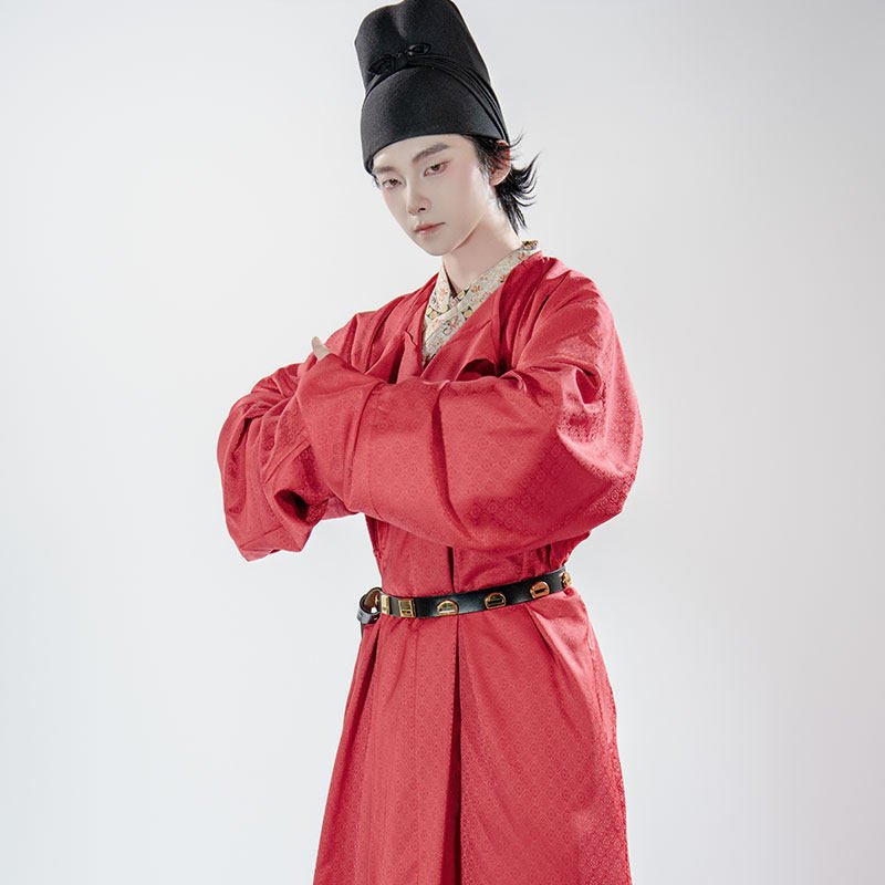 chinese tang dynasty men's red hanfu  robe - Jianxi Hanfu