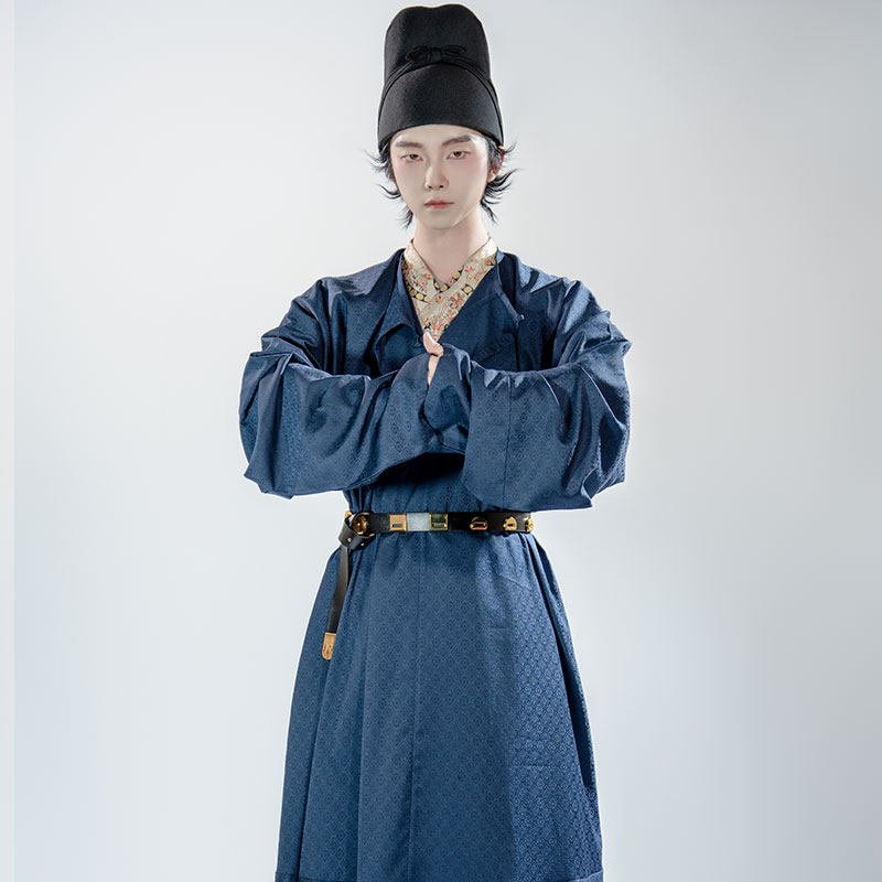 chinese tang dynasty men's hanfu round collar robe - Jianxi Hanfu