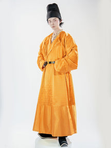 chinese tang dynasty men's yellow hanfu round collar robe - Jianxi Hanfu