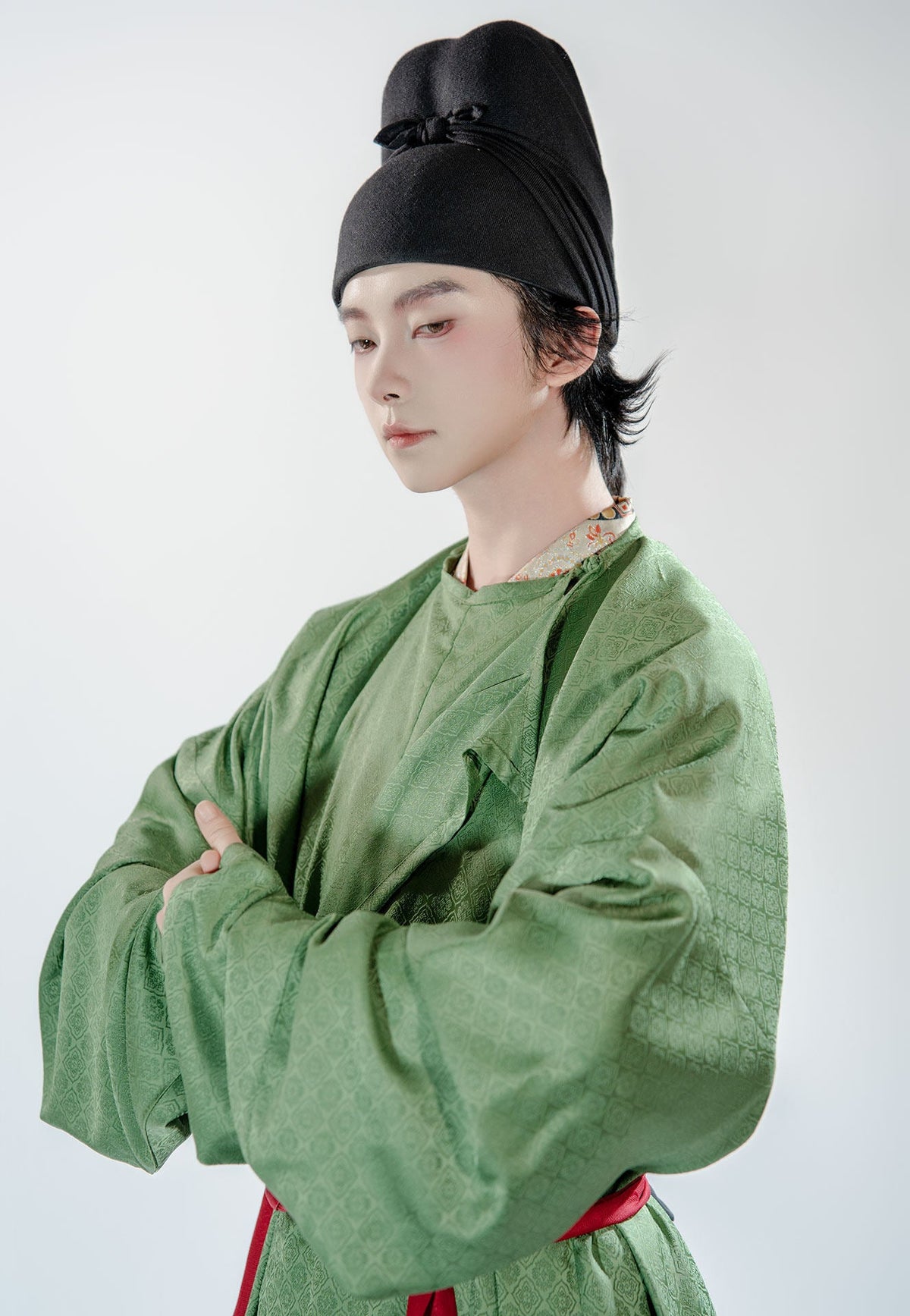 chinese tang dynasty men's green hanfu robe - Jianxi Hanfu