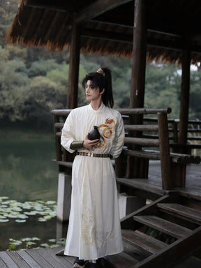 chinese song dyansty wuxia clothes men's round collar robe - Jianxi Hanfu