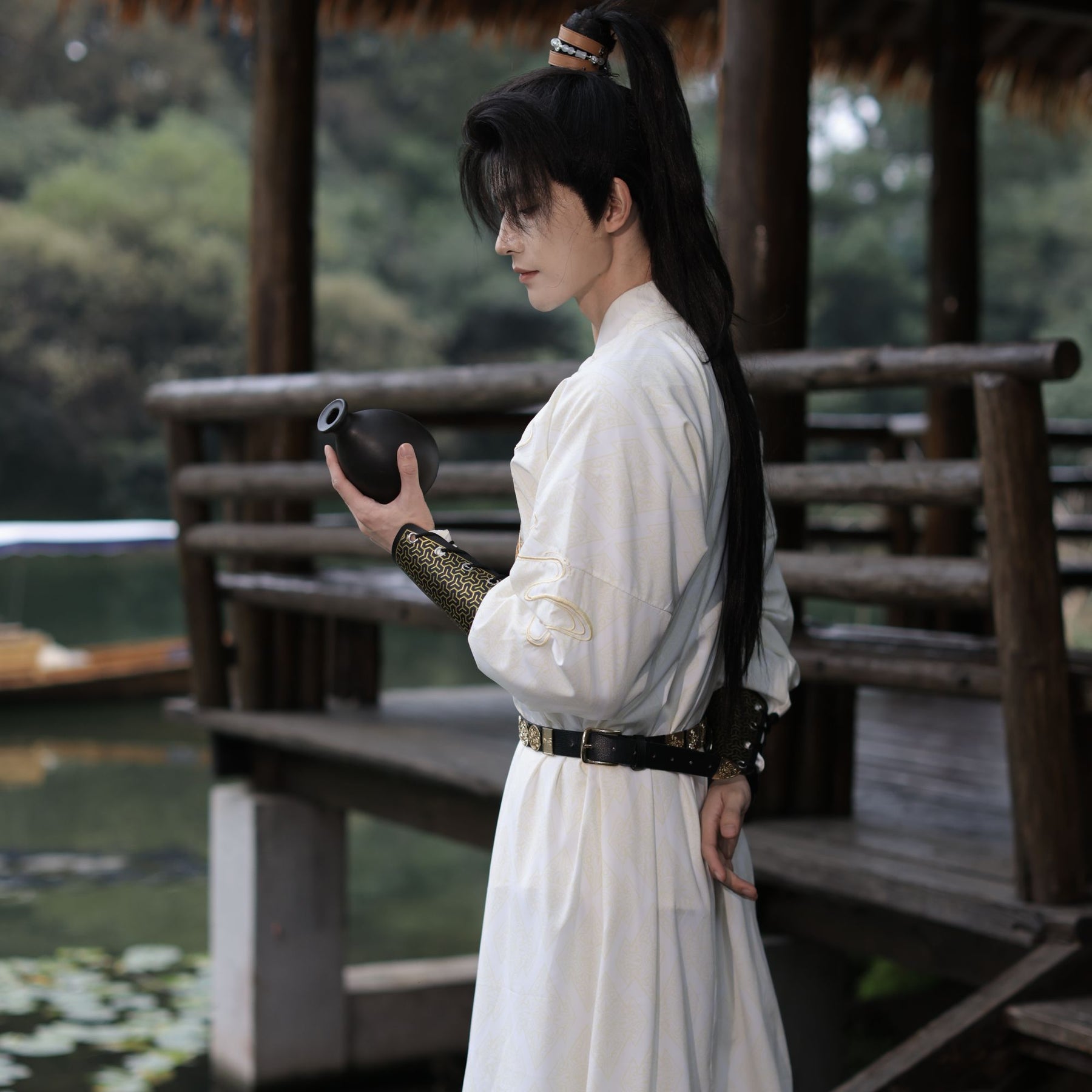 chinese tang dynasty wuxia clothes men's round collar robe - Jianxi Hanfu