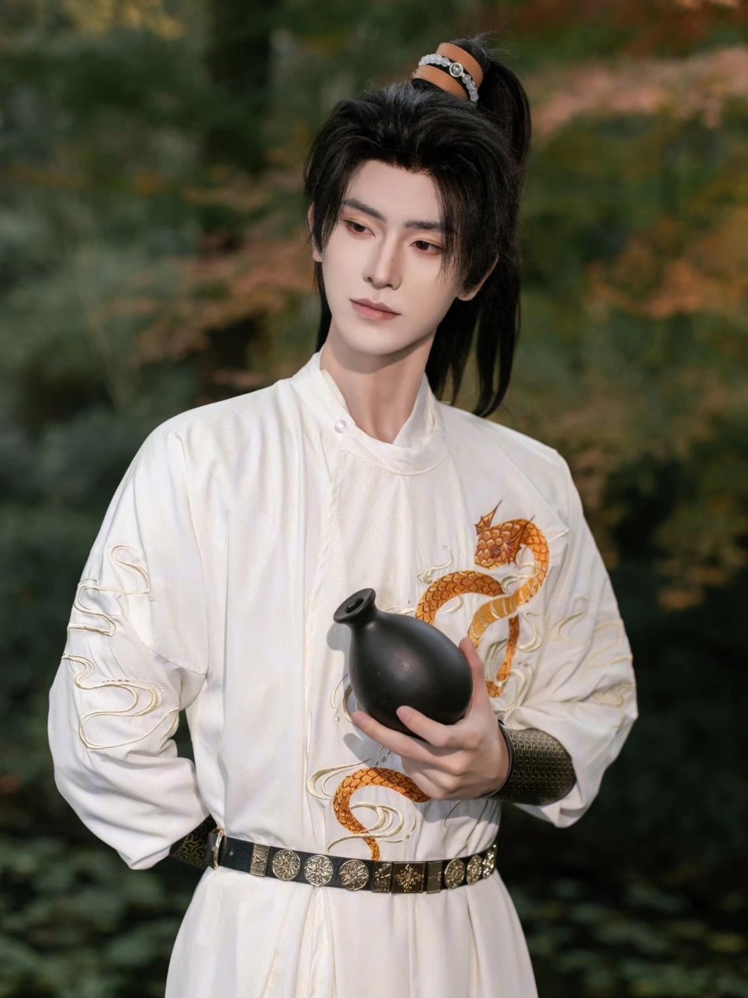 chinese style wuxia clothes men's round collar robe - Jianxi Hanfu