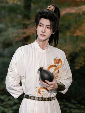 chinese style wuxia clothes men's round collar robe - Jianxi Hanfu