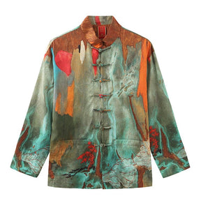 green jacket chinese tang suit-Jianxi Hanfu