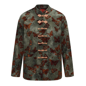 chinese tangsuit red butterfly tangzhuang green jacket-Jianxi Hanfu