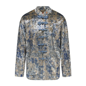 silk jacket blue tang suit male clothes-Jianxi Hanfu