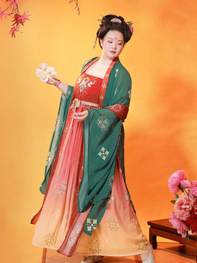 chinese tang dynasty women's green plus size big sleeve shirt - Jianxi Hanfu