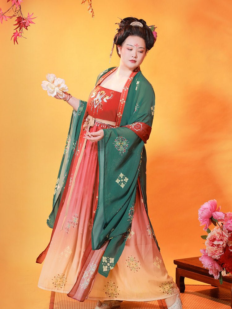 chinese tang dynasty women's green plus size big sleeve shirt - Jianxi Hanfu
