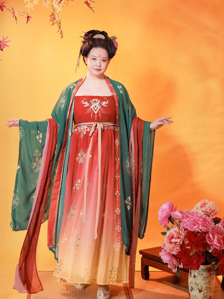 chinese tang dynasty women's red plus size pibo - Jianxi Hanfu