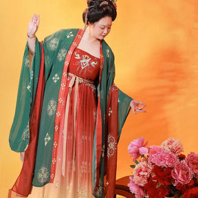 chinese tang dynasty women's red plus size hanfu dress - Jianxi Hanfu