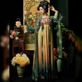 women's plus size green shirt yellow ruqun dress - Jianxi Hanfu