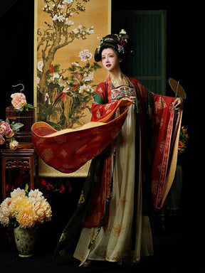 women's plus size red big sleeve shirt - Jianxi Hanfu