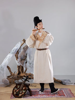 tang dynasty white round collar robe- Jianxi Hanfu