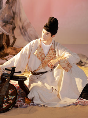 tang dynasty male hanfu round collar robe- Jianxi Hanfu