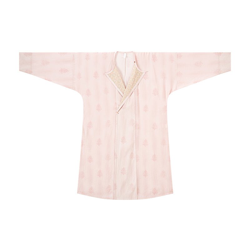 Chinese tang dynasty women's hanfu spring/autumn pink round collar robe - Jianxi Hanfu