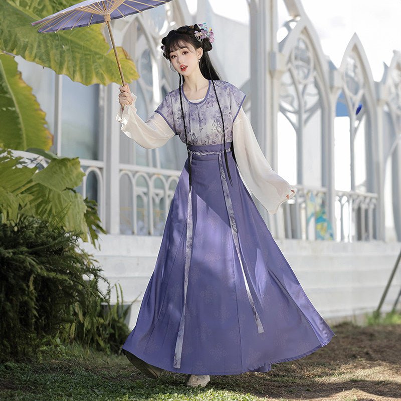 women's tang dynasty women's purple hanfu ruqun dress - Jianxi Hanfu