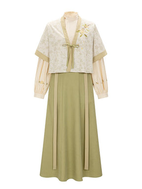 new chinese style women's spring clothes green ruqun dress - Jianxi Hanfu