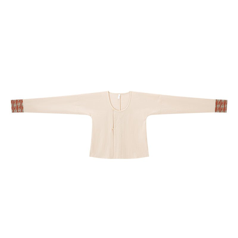 chinese style women's yellow round collar shirt - Jianxi Hanfu