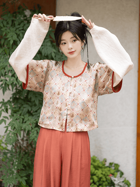 tang dynasty women's hanfu orange banbi shirt - Jianxi Hanfu