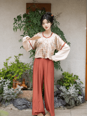 tang dynasty women's hanfu orange pants - Jianxi Hanfu