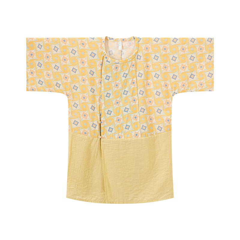 women's summer yellow shirt chinese round collar shirt - Jianxi Hanfu
