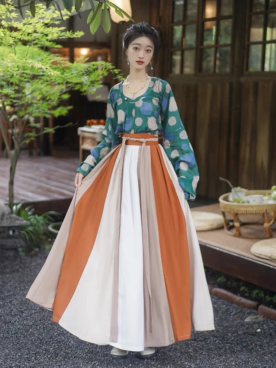 Tang Dynasty Tan Collar Ruqun Dress Feng Man Lin - Jianxi Hanfu