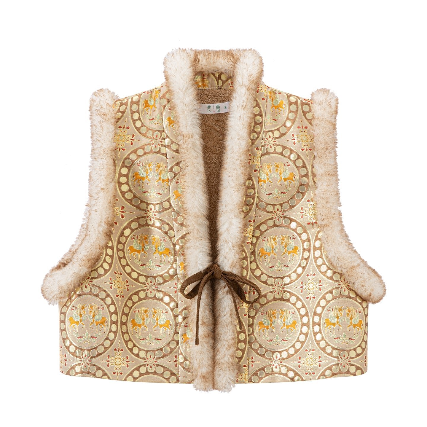 tang dynasty women's winter clothes hanfu yellow beizi vest - Jianxi Hanfu