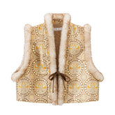 tang dynasty women's winter clothes hanfu yellow beizi vest - Jianxi Hanfu