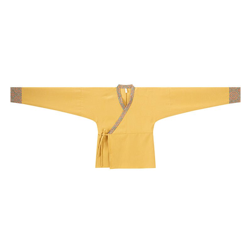tang dynasty women's yellow ru cross collar shirt - Jianxi Hanfu