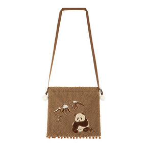 Chinese tang dynasty women's winter clothes brown purse cute panda- Jianxi Hanfu