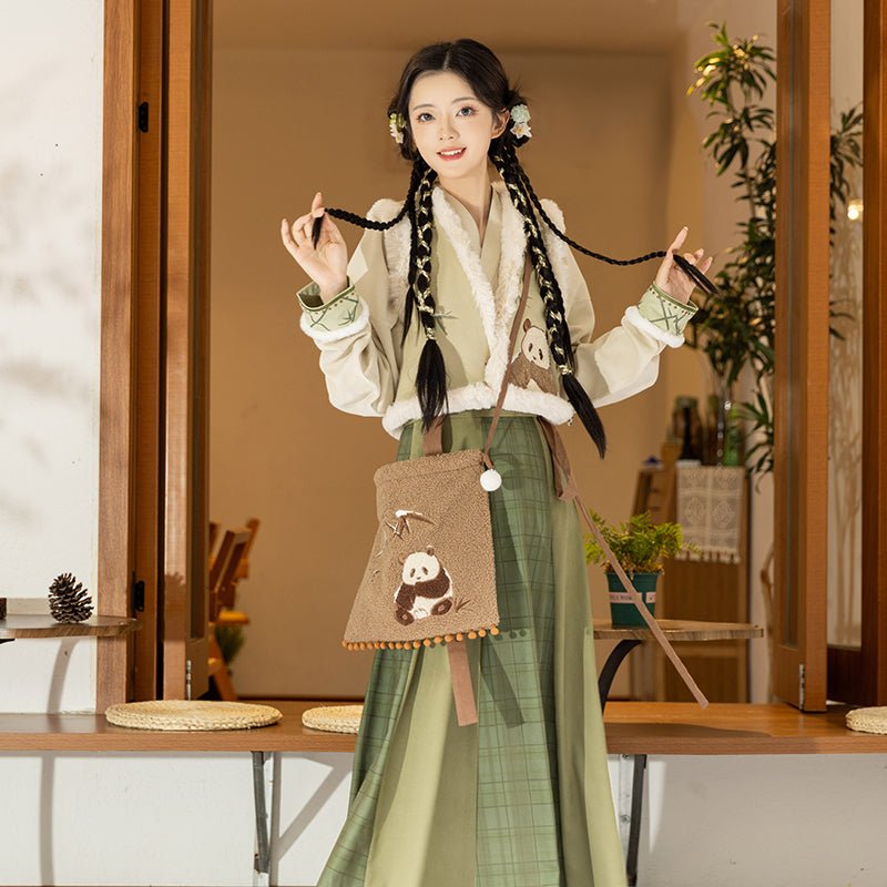 tang dynasty women's winter hanfu cute panda - Jianxi Hanfu
