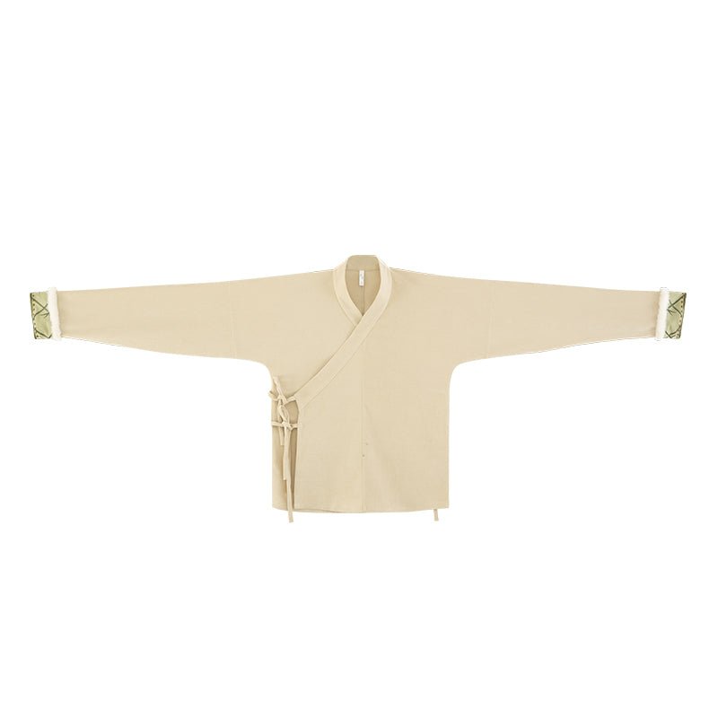 Chinese tang dynasty women's green cross collar shirt - Jianxi Hanfu