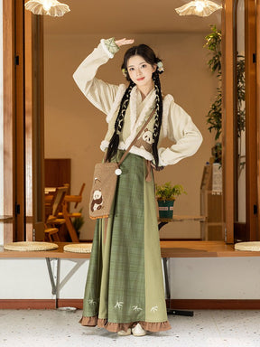 tang dynasty women's winter hanfu green ruqun- Jianxi Hanfu