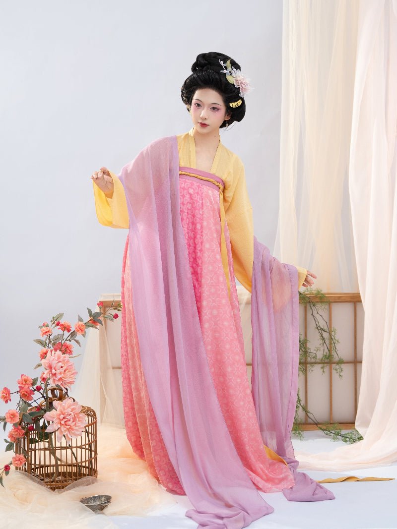 chinese style women's hanfu clothes pink qixiong ruqun dress - Jianxi hanfu