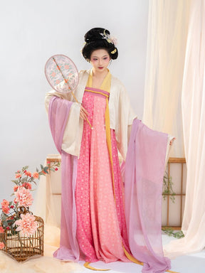 Tang Dynasty women's yellow hanfu white shirt clothes - Jianxi hanfu