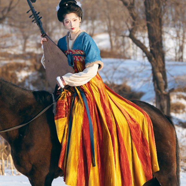 chinese tang dynasty women's spring clothes blue beizi - Jianxi hanfu