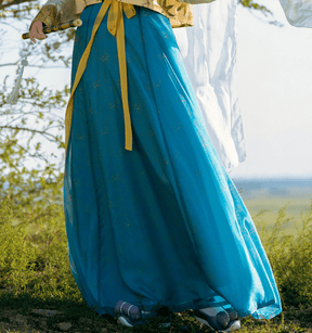 tang dynasty women's blue ruqun dress poqun hanfu clothes - Jianxi Hanfu