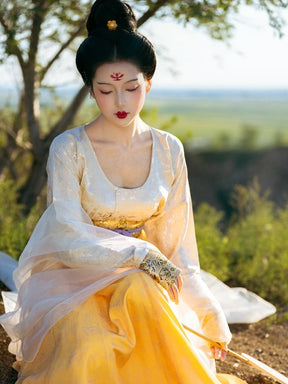 tang dynasty women's round collar shirt spring hanfu clothes - Jianxi Hanfu