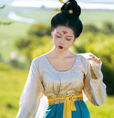 tang dynasty women's yellow round collar shirt hanfu clothes - Jianxi Hanfu