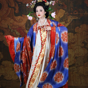 tang dynasty women's plus size hanfu clothes red big sleeve shirt - Jianxi Hanfu