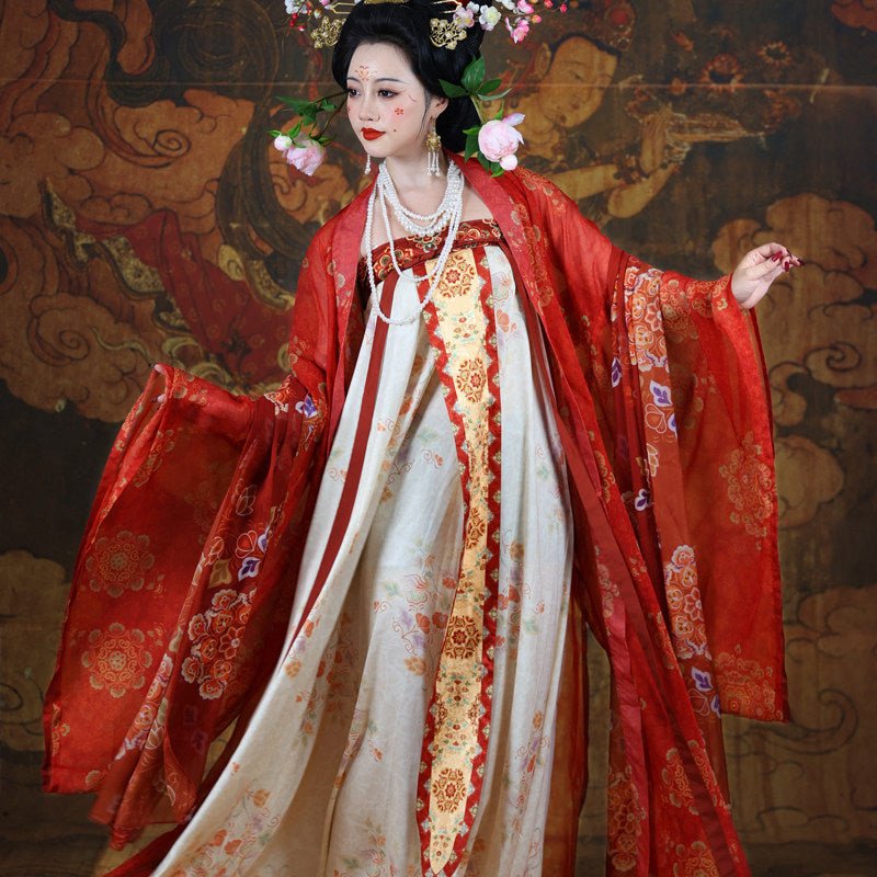 women's plus size hanfu red big sleeve shirt - Jianxi Hanfu