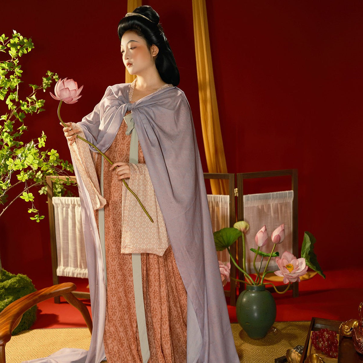 chinese women's plus size hanfu tang dynasty clothes pink duijin shirt - Jianxi Hanfu