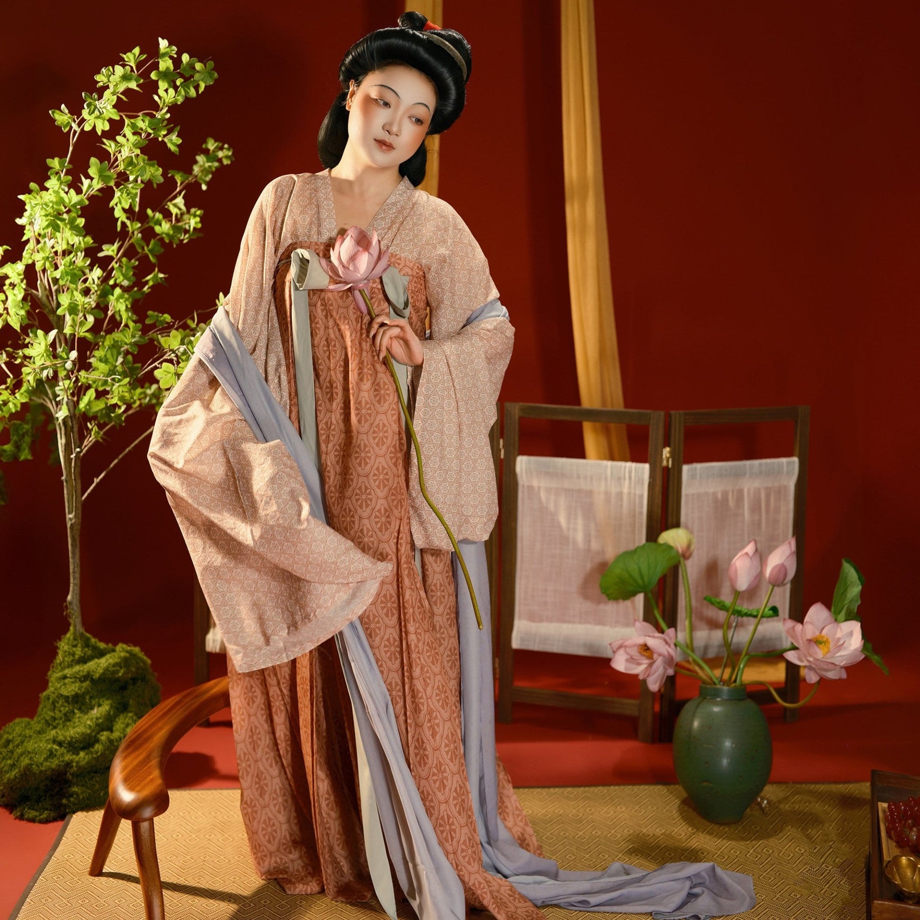 chinese women's plus size hanfu tang dynasty clothes grey pibo - Jianxi Hanfu