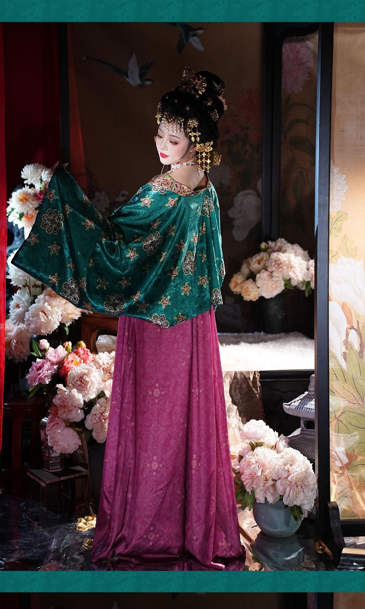 chinese tang dynasty women's autumn plus size hanfu red ruqun dress- Jianxi Hanfu